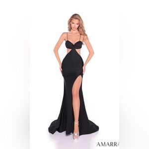 Amarra Sexy Cut-Out Long Prom Dress in Black